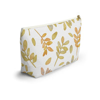 Watercolor Tossed Leaves Accessory Pouch w T-bottom in Yellow